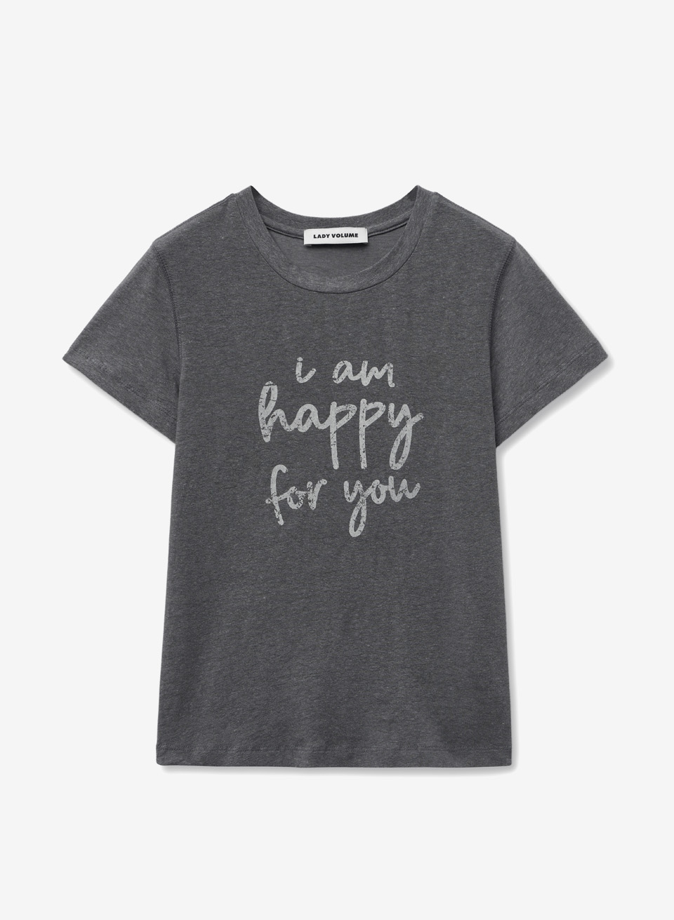 LETTERING CROP T-SHIRT_GRAY